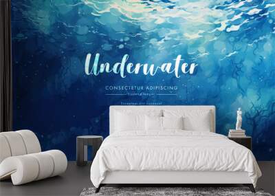 Blue watercolor background. Vector illustration for your design. Generated AI Wall mural