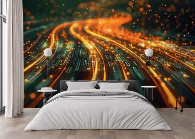 Dynamic Motion graphic circuit line Wall mural