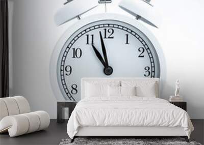 White clock on white background, time 11 a.m. Calm and cheerful morning concept. Wall mural