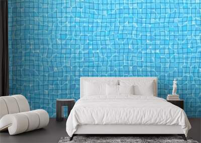 The surface of the water in the pool, top view. Vector blue summer background (size 2:1). EPS 10. Wall mural