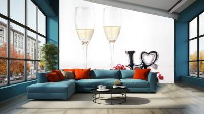 two glasses of champagne and decoration Wall mural