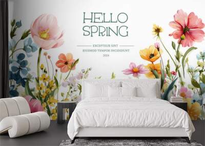 Vector watercolor spring banner Wall mural