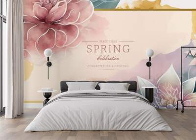 Vector watercolor spring banner Wall mural