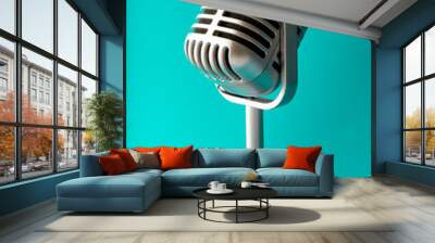 Vintage style microphone in studio Wall mural