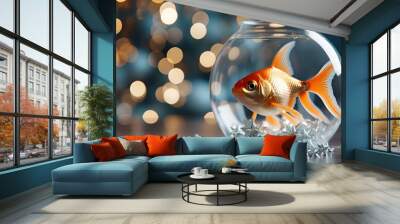 goldfish in a fish bowl Wall mural