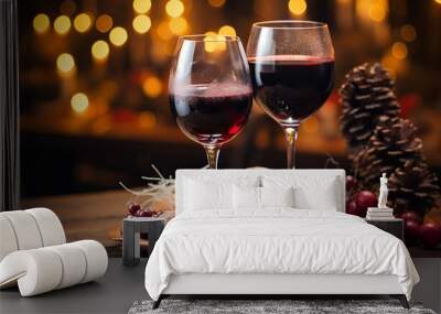 Pair of glasses of mulled wine  Wall mural