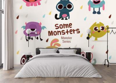 cute monster characters collection with funny expression for kids Wall mural