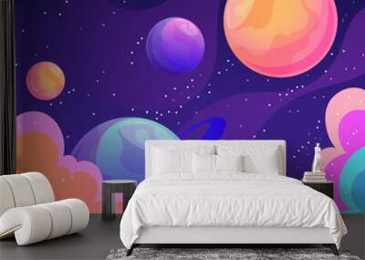 seamless background with clouds and planet Wall mural