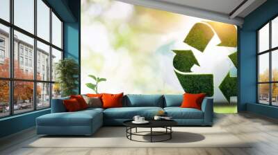 recycle symbol copy space eco friendly earth background generative ai Wall mural