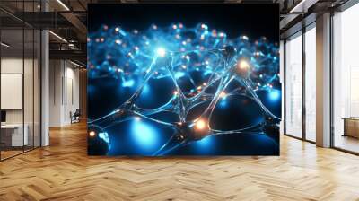 Atom or molecule structure on digital background Wall mural