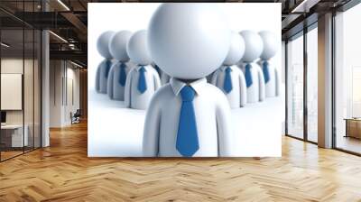 Businessmen white 3D figure with blue tie. Teamwork. AI generated Wall mural