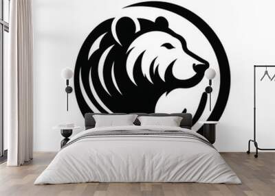 Minimalist logo bear silhouette on white background Wall mural