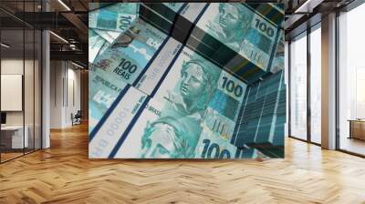 Brazil Brazilian Real 100 BRL banknote money 3d illustration Wall mural