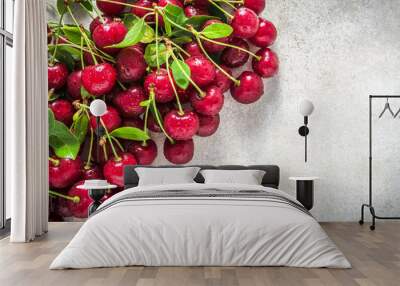 Fresh cherries. Red sweet cherry fruit, summer snack. Wall mural