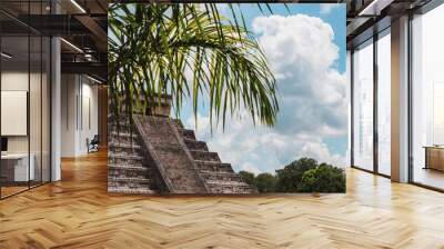 Pyramid of Kukulcan under a palm tree, Mexico
 Wall mural