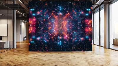 Abstract circuit cyberspace design created with Generative Ai technology Wall mural