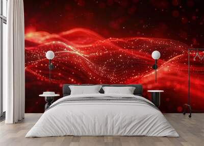 abstract wave red technology futuristic background Wall mural