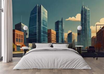 commerce city business background illustration economy growth Wall mural