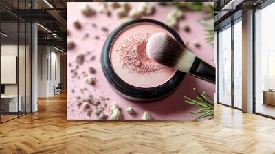 Face Powder With Makeup Brush, skin test background Wall mural