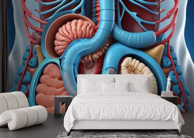 Human stomach pain. digestive problems. 3d illustration Wall mural