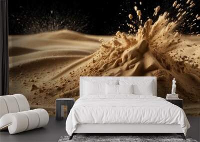 sand particles explosion on black background Wall mural