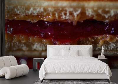 A classic peanut butter and jelly sandwich made with two slices of bread, a layer of peanut butter, and a layer of grape jelly Wall mural