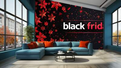 black friday sale banner on black backgroung Wall mural