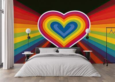 Heart pride rainbow lgbt flag gay month love graphic icon. Heart pride rainbow LGBTQ happy background day community art logo symbol lgbtqia post queer poster Wall mural