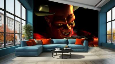 devil drinking tea Wall mural