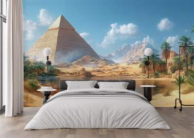 A Serene Oasis in the Desert Wall mural