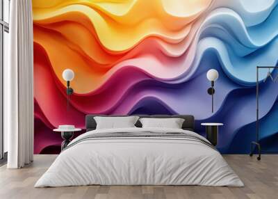 Abstract background of vibrant, wavy, colorful, smooth, and dynamic lines. Wall mural