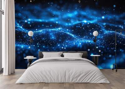 Abstract Blue Light Waves Wall mural