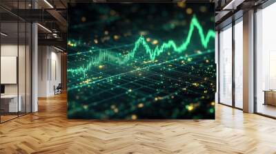 Abstract Green Line Graph Wall mural