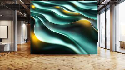 Abstract Wavy Pattern with Teal and Golden Hues Wall mural