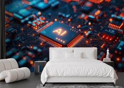 AI Chip Close Up Wall mural