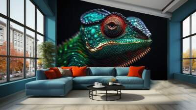 Close-up of a Green Chameleon Wall mural