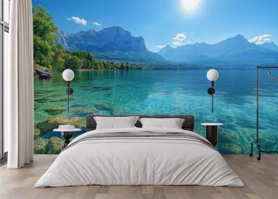 Crystal Clear Lake with Mountain Views Wall mural