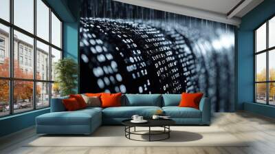 Digital Rain Wall mural