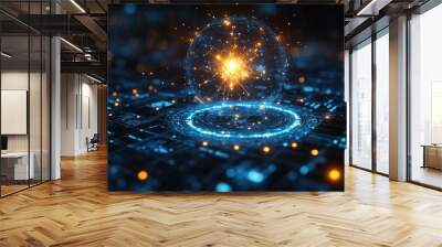 Digital Sphere of Light Wall mural