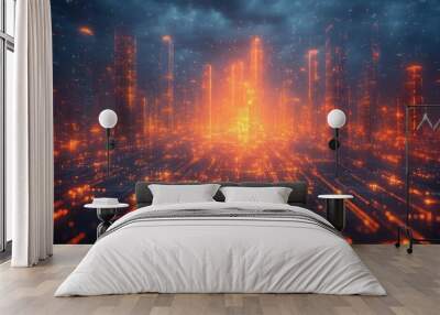 Futuristic Cityscape with Glowing Towers Wall mural