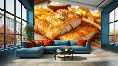 Golden Fried Fish and Chips Wall mural