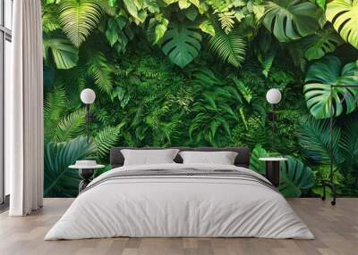 Green Tropical Leaves Background Wall mural