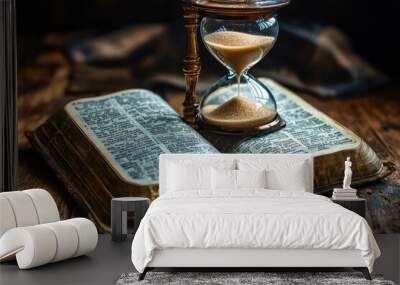 Hourglass and Bible: Time and Faith Wall mural