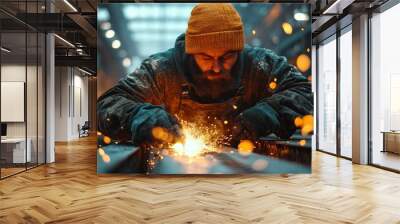 Industrial Worker Welding Wall mural