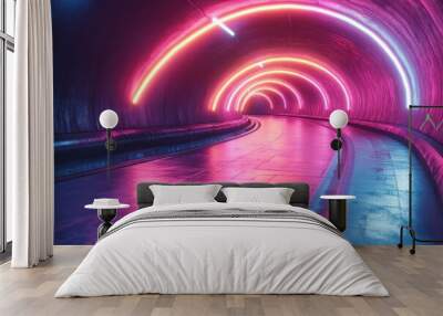 Neon Tunnel Wall mural