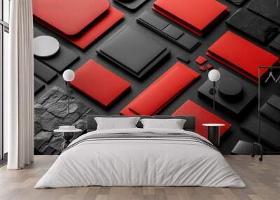 Red and Black Branding Mockup Wall mural