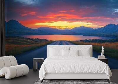 Scenic Road at Sunset Wall mural