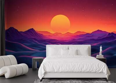 Sunset over a Mountainous Landscape Wall mural