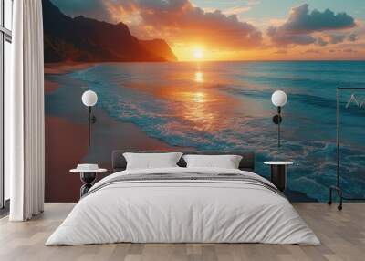 Sunset over the ocean Wall mural