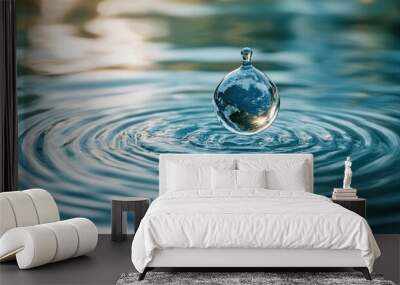 Water Drop Earth Wall mural